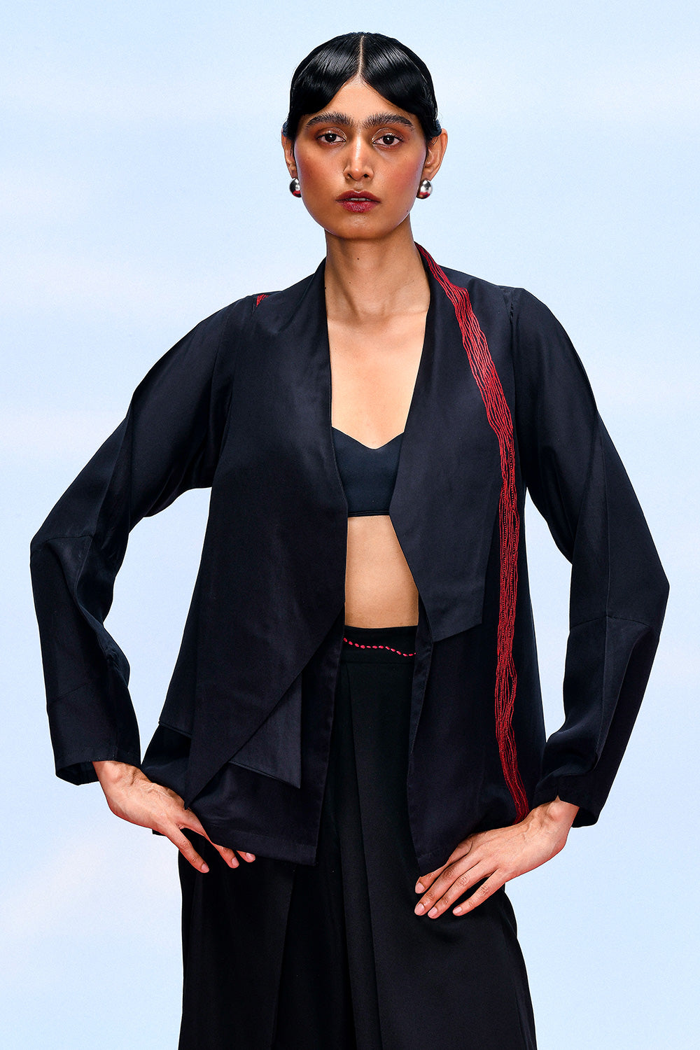 WAVE ASYMMETRIC JACKET - BLACK