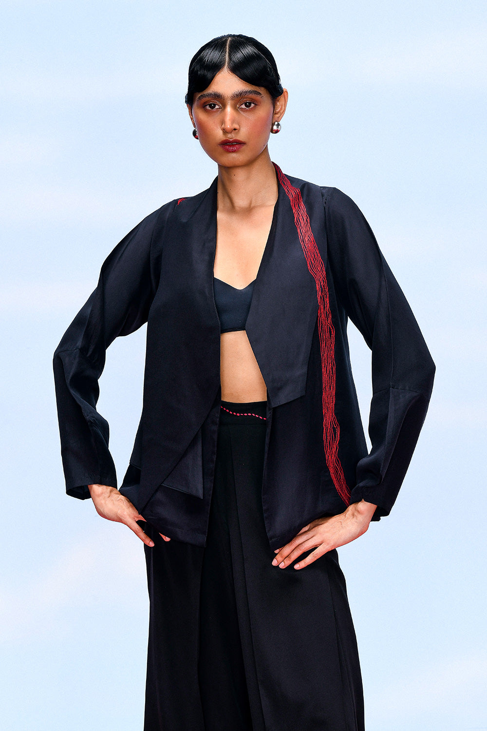 WAVE ASYMMETRIC JACKET - BLACK