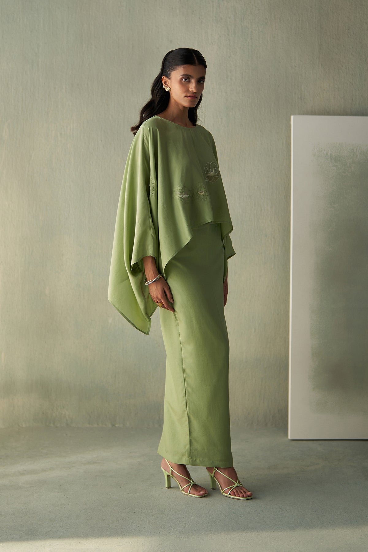 Foliage Green Top & Skirt Set