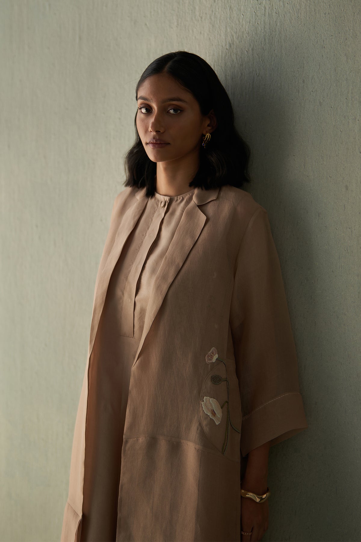 Blossom And Bud Panelled Overlay- Sand