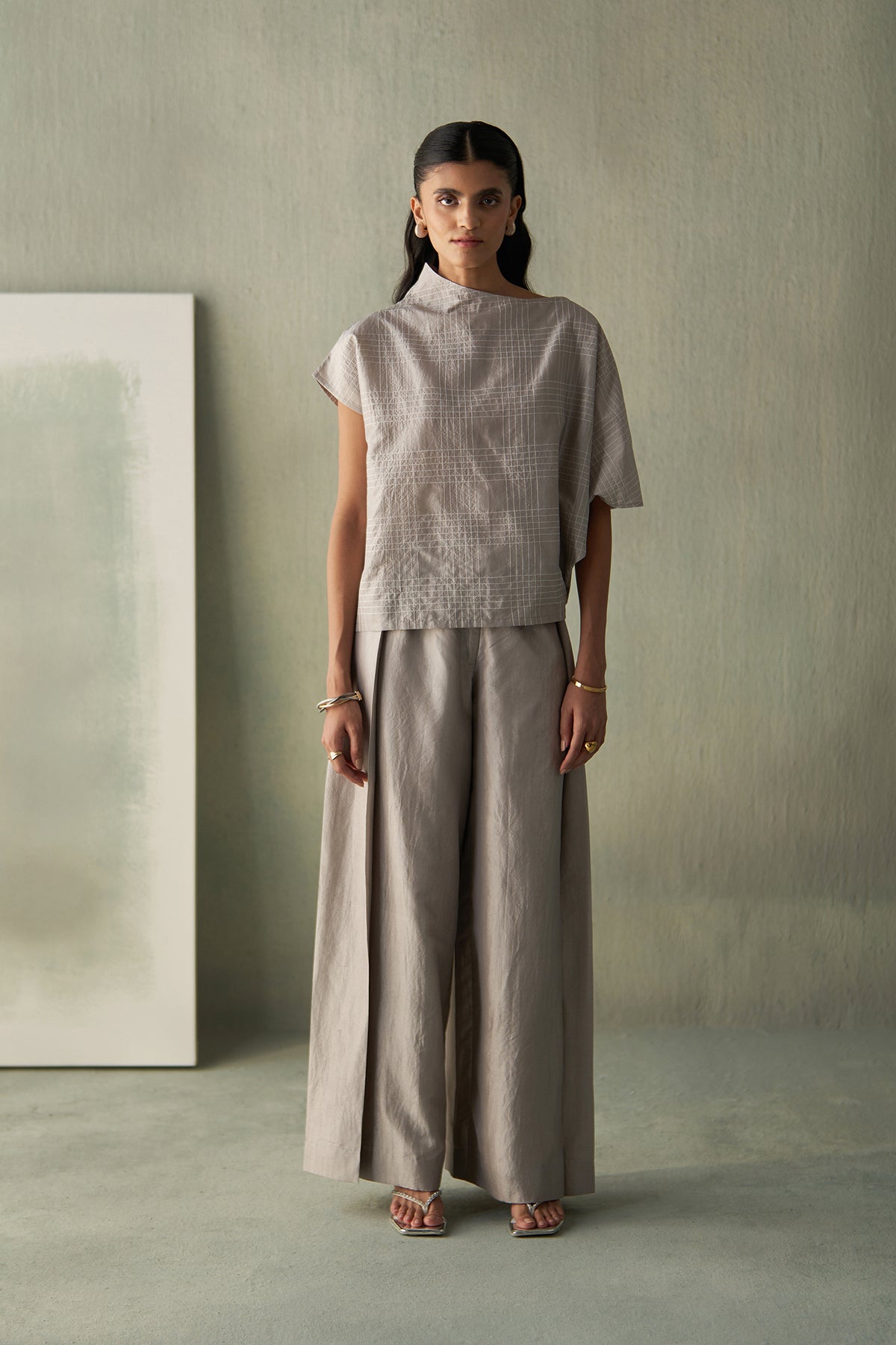 Steel Grey Silk Co-Ords