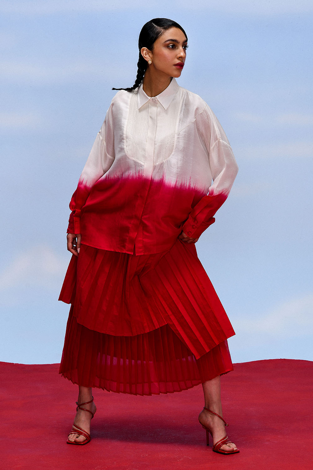 CERISE ACCORDION SKIRT