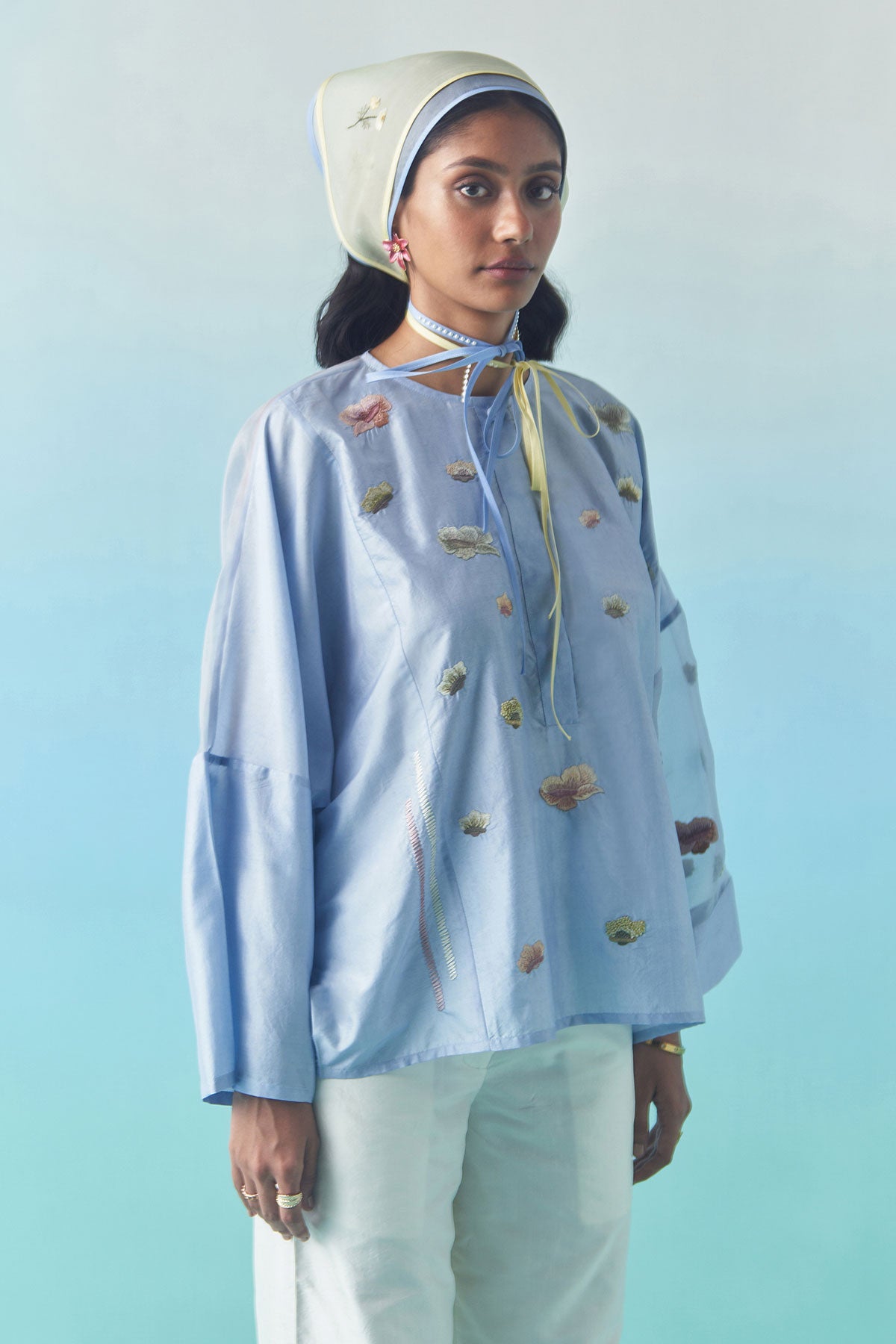 Sky Poppy Flower Top