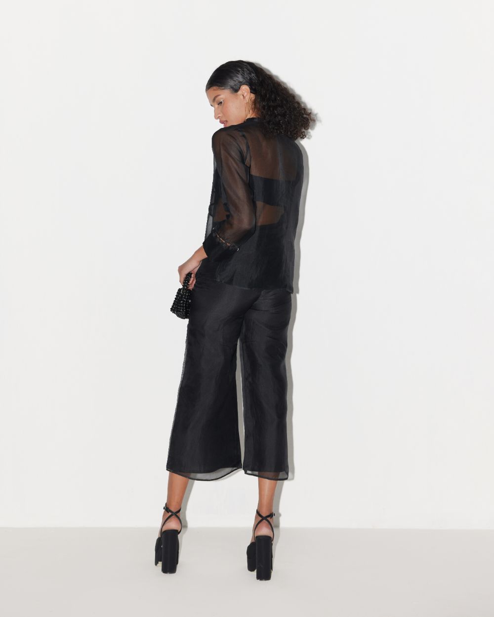 Half & Full Bloom Top - Black