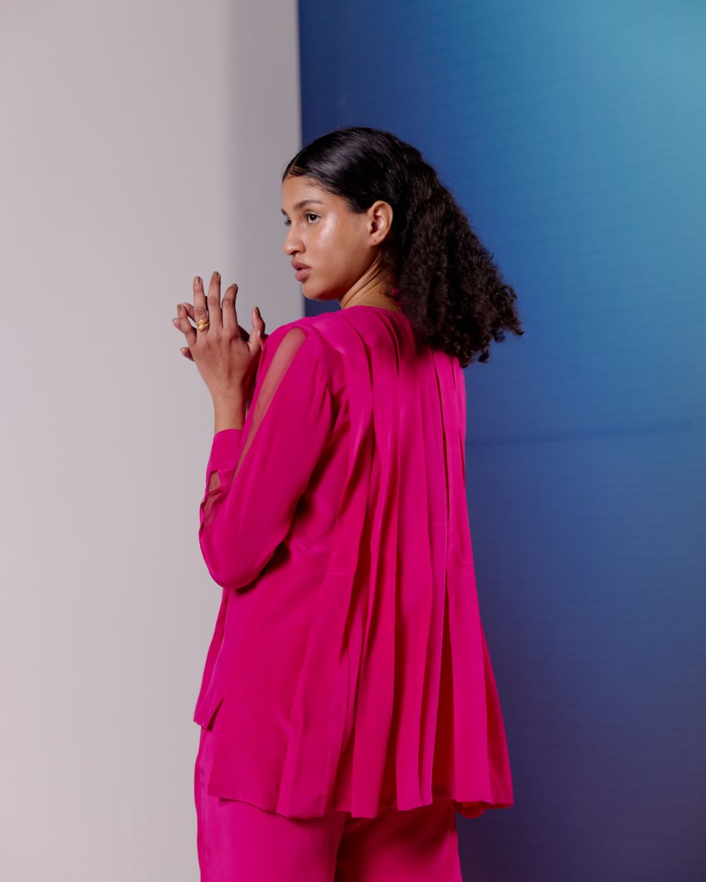 Box Pleat Top - Hot Pink