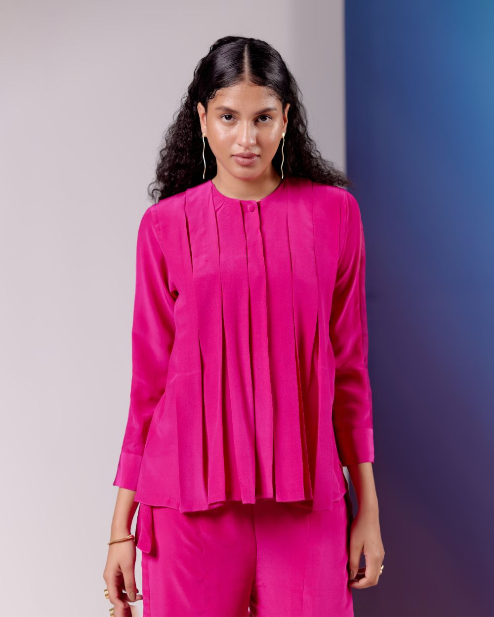 Box Pleat Top - Hot Pink