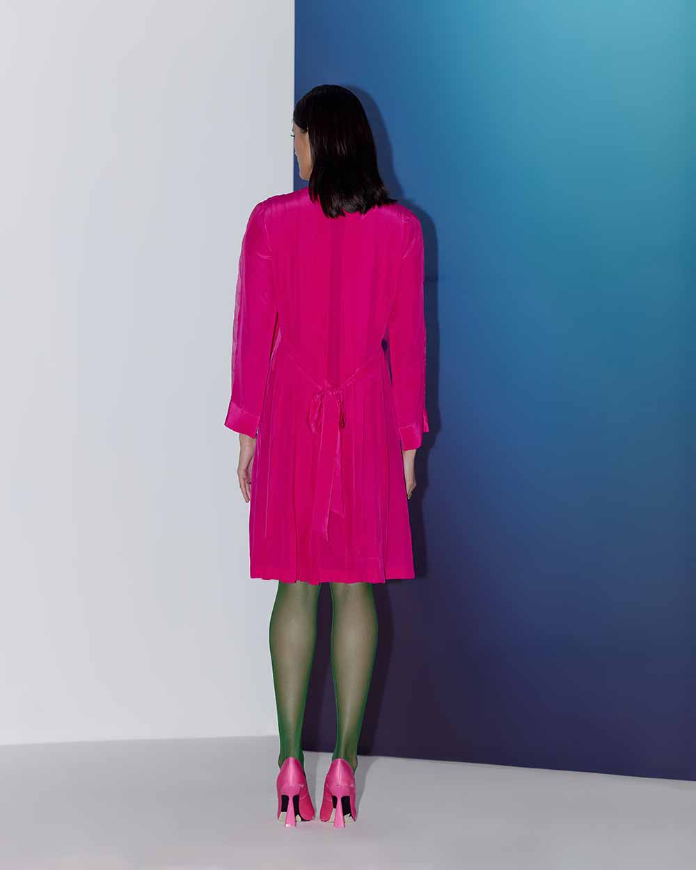 Hot Pink Box Pleat Dress