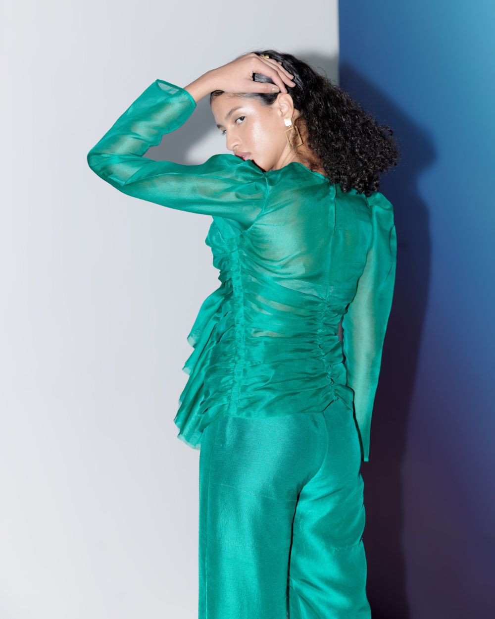 Green Ruche Top