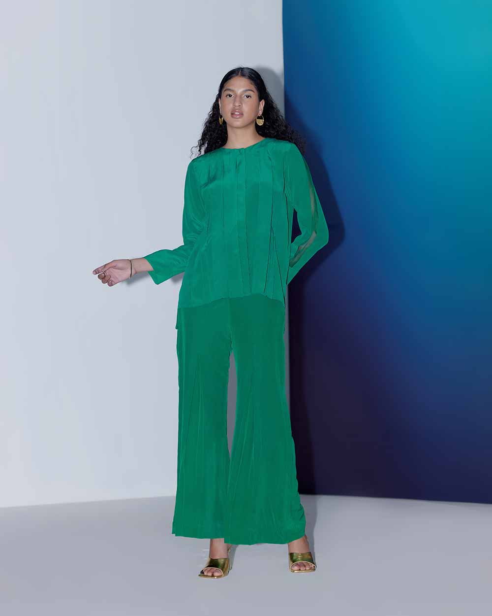 Flared Pants - Emerald Green