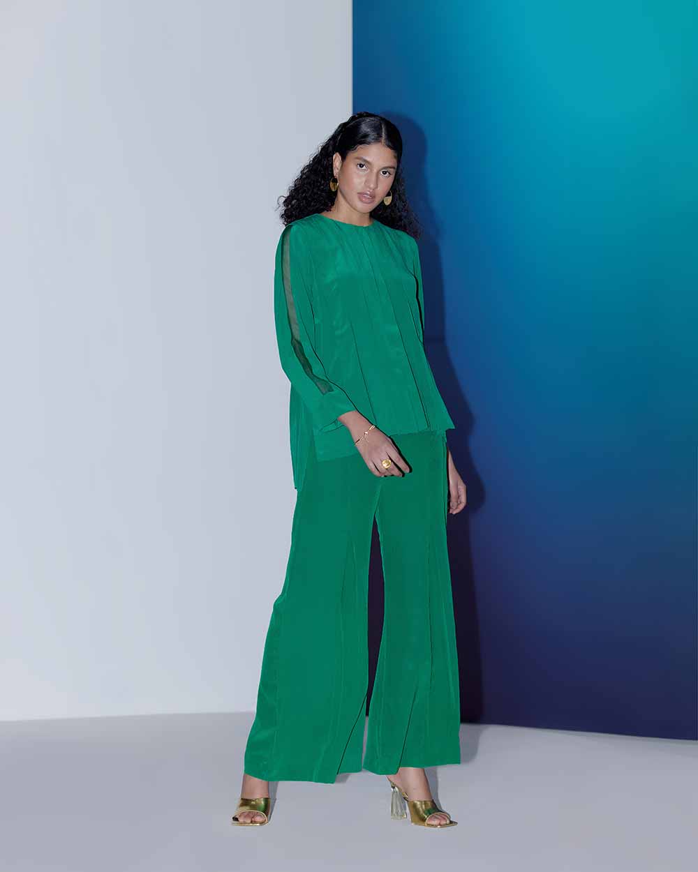 Flared Pants - Emerald Green