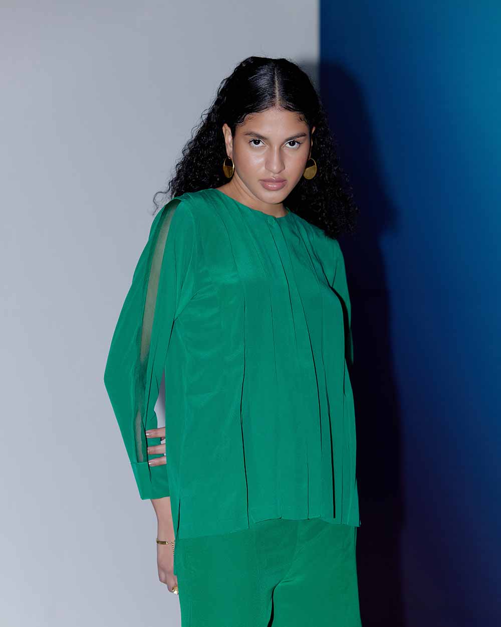 Box Pleat Coords - Emerald Green