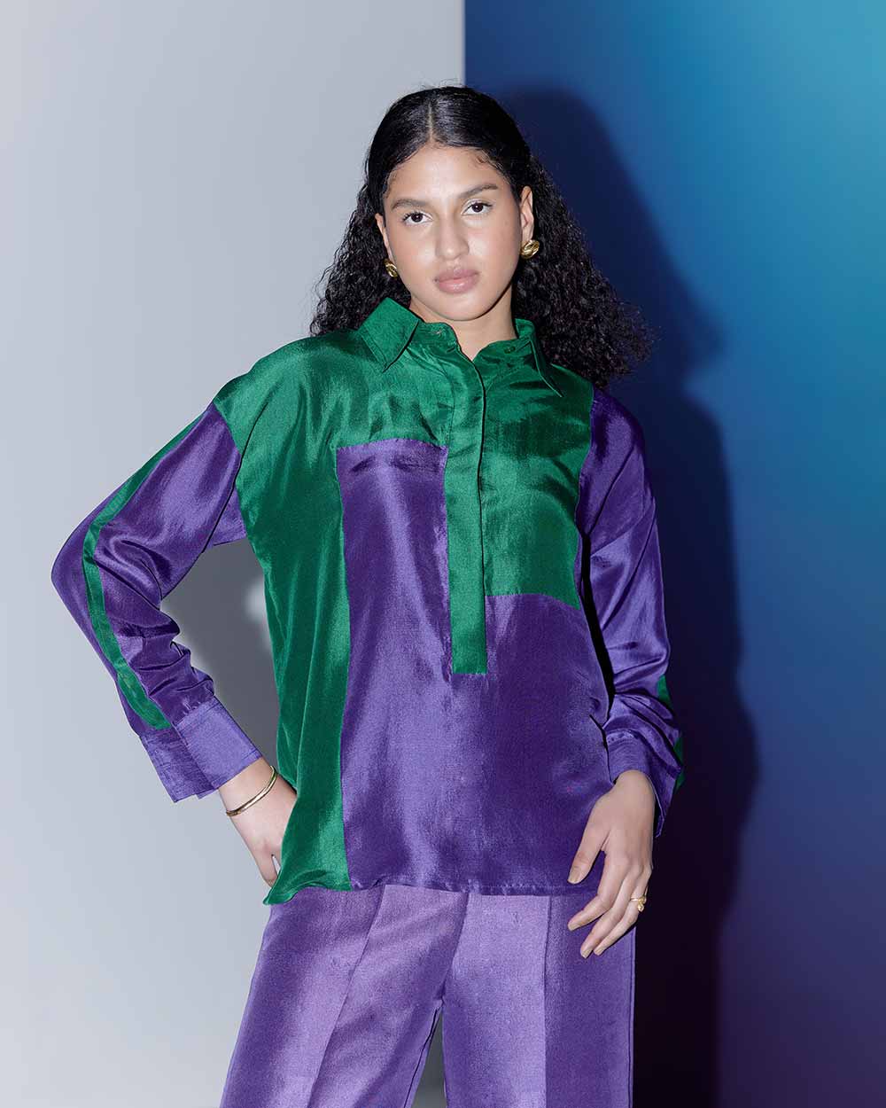 Dual Tone Shirt - Purple & Green