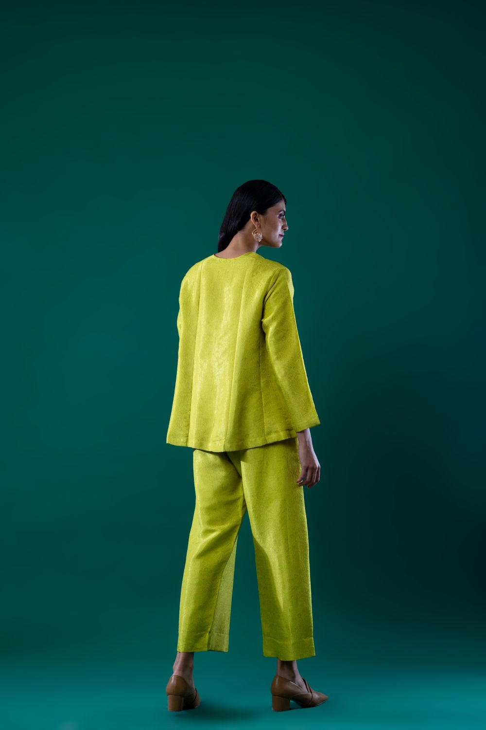 Lime Green Brocade Top