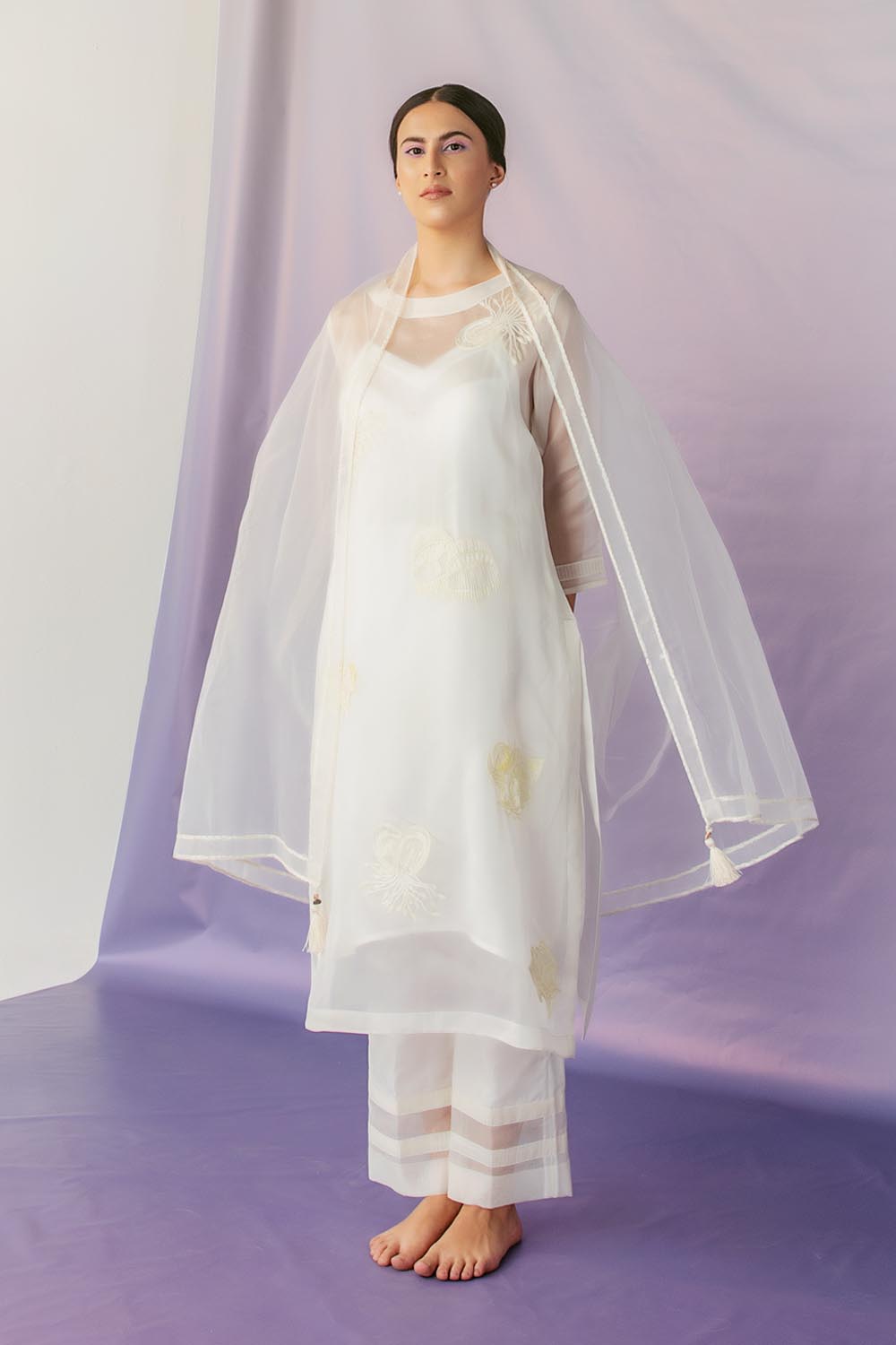 Classic White Embellished Kurta Set