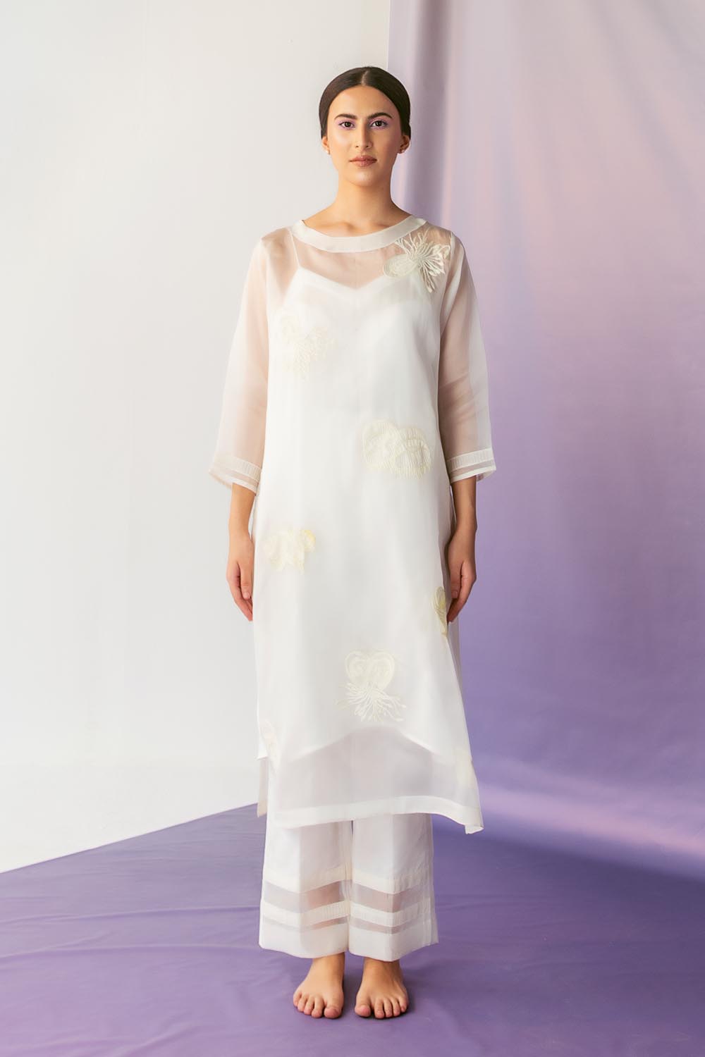 Classic White Embellished Kurta Set