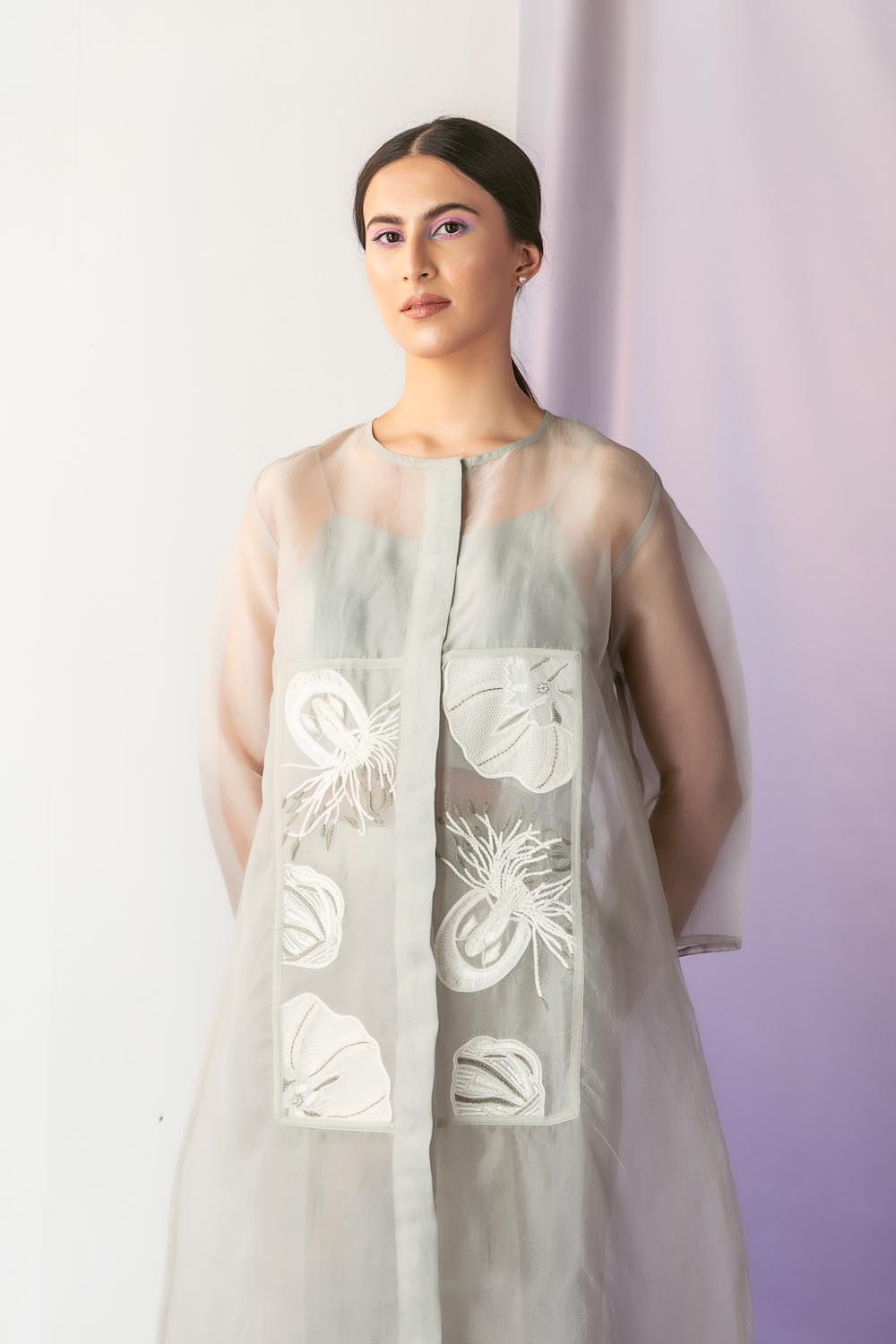 Marine Kurta Set- Smoke Green