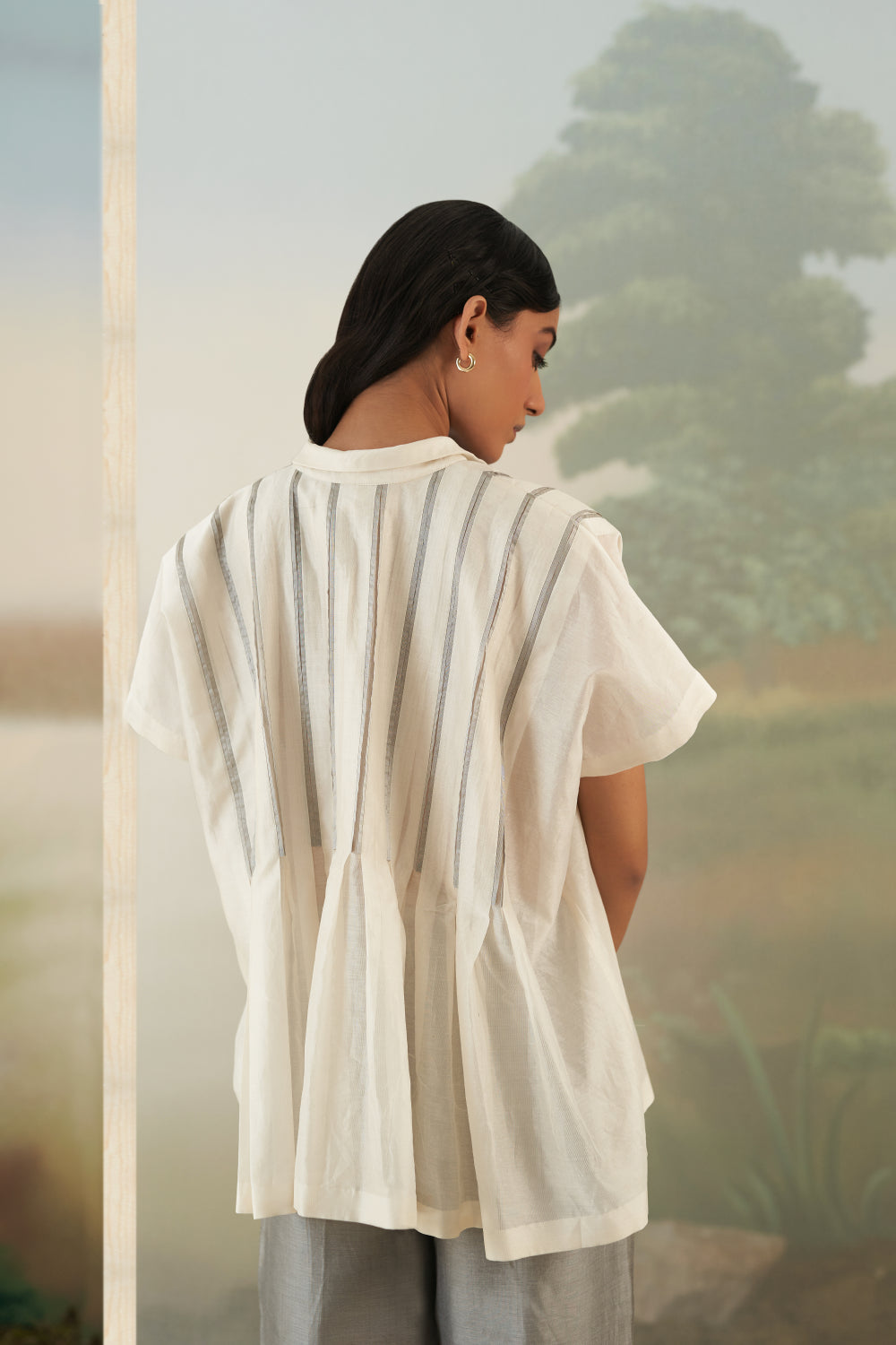 Ivory Box Pleated Top