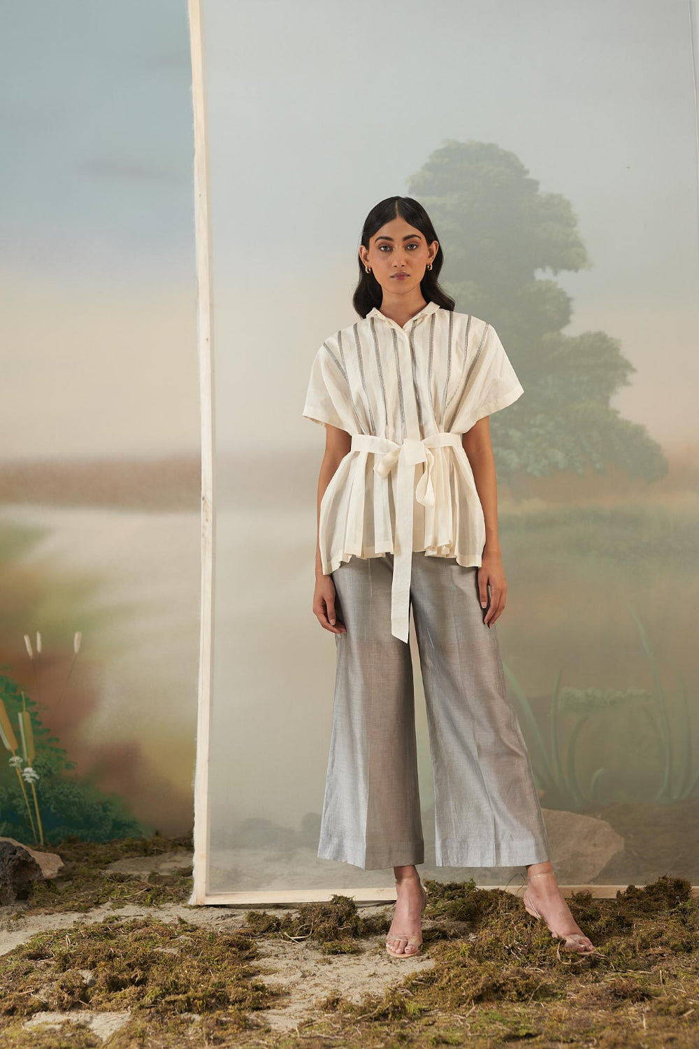 Ivory Box Pleated Top