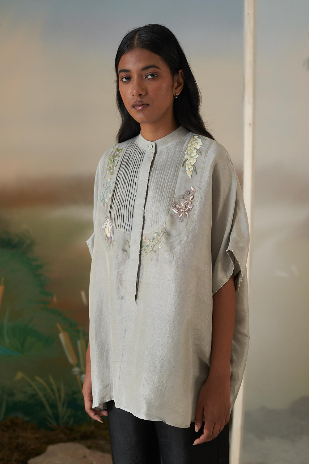 Garland Kaftan Top- Grey