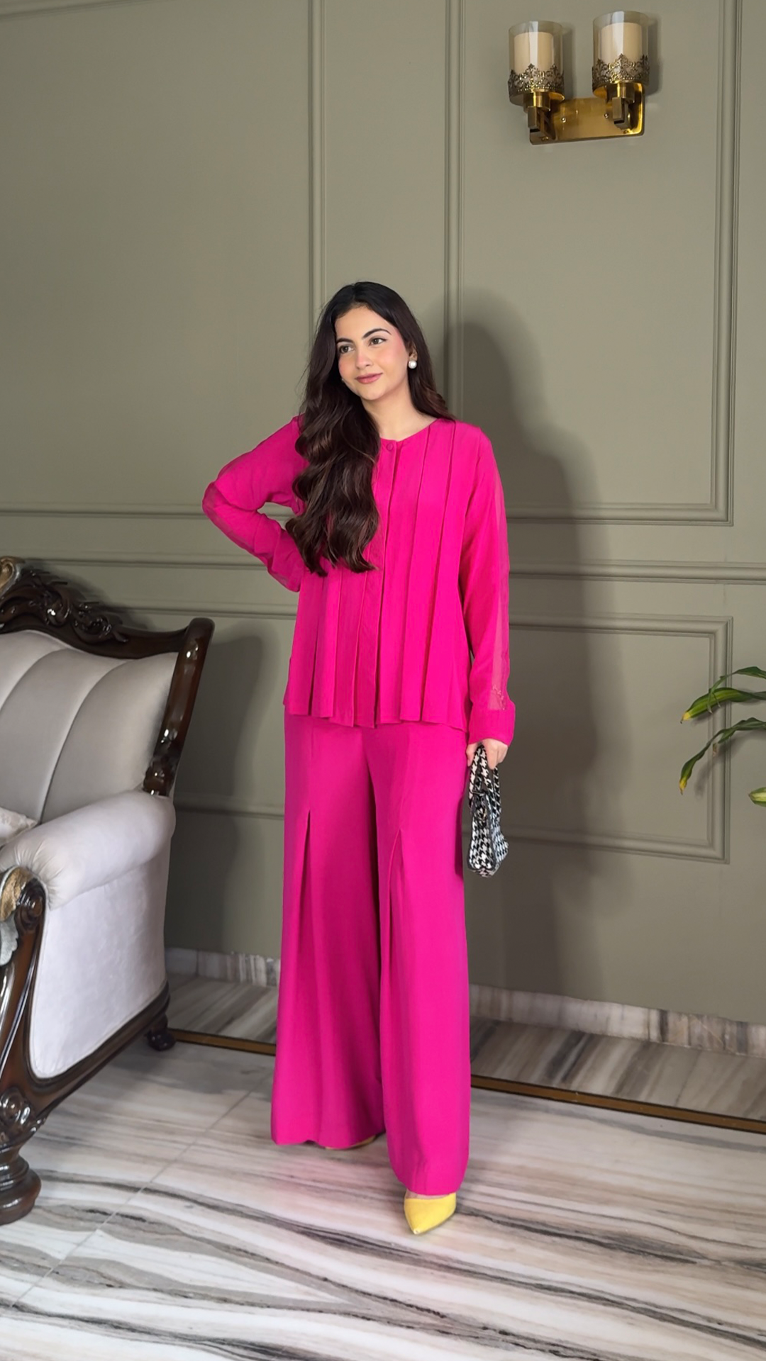 Jannat Khurana in Box Pleat Coords - Hot Pink