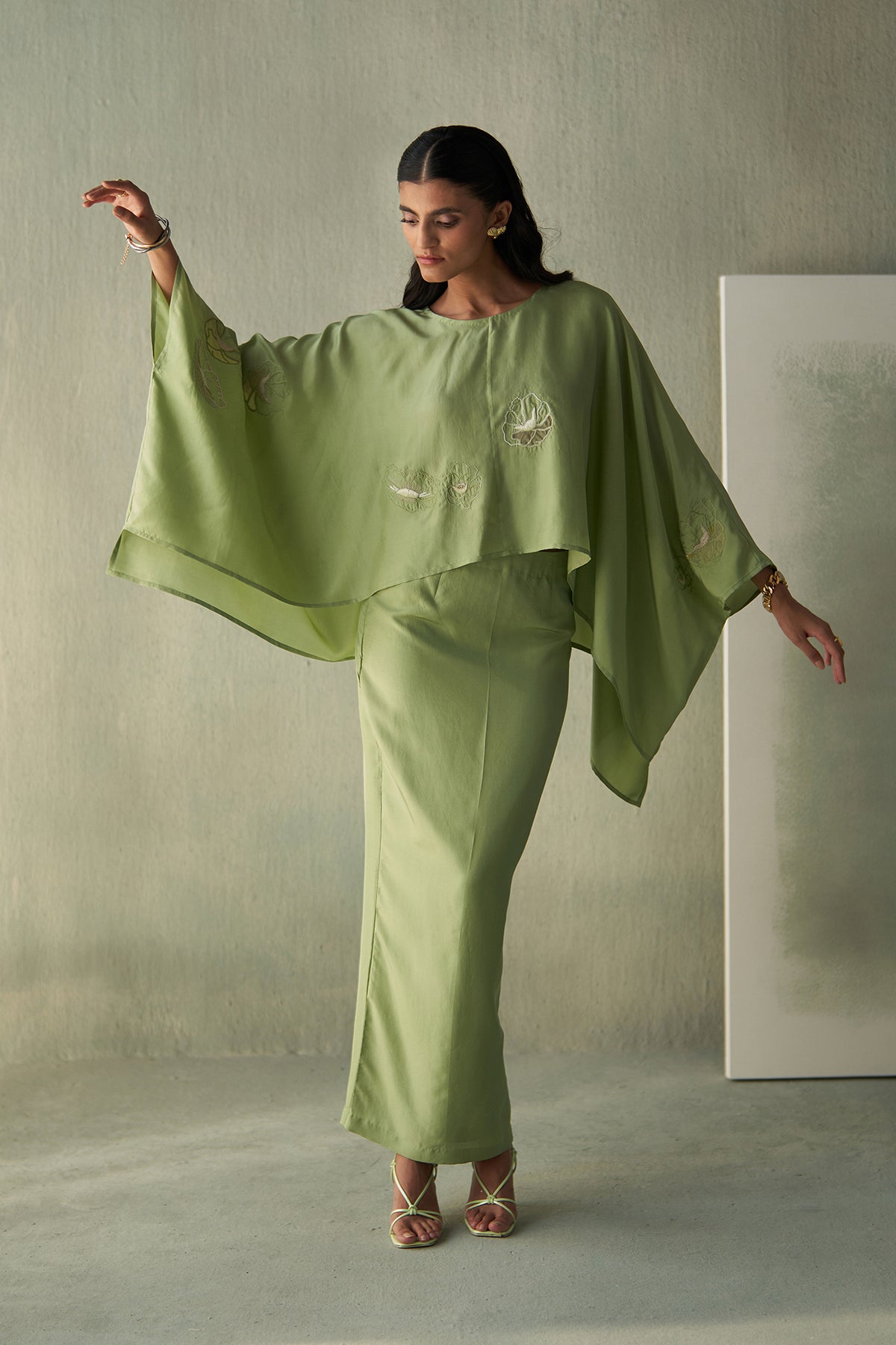 Foliage Green Top & Skirt Set