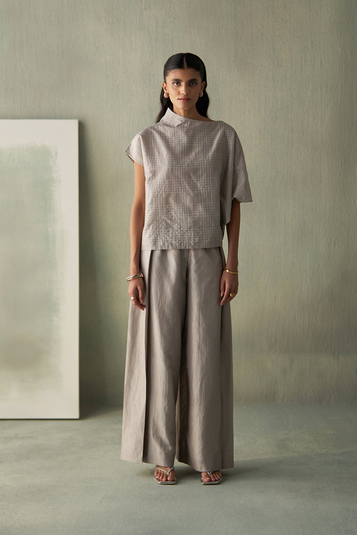 Steel Pleated Trousers