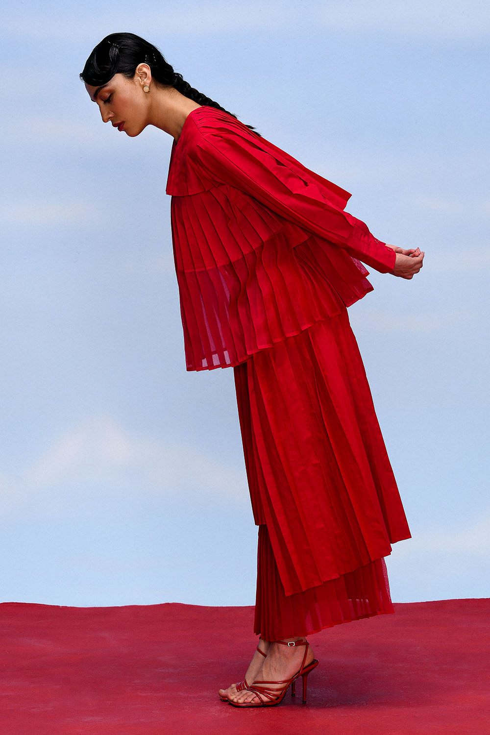 CERISE ACCORDION SKIRT