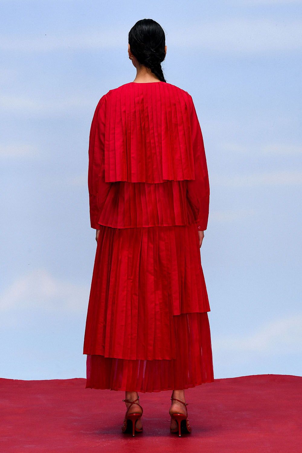 CERISE ACCORDION SKIRT