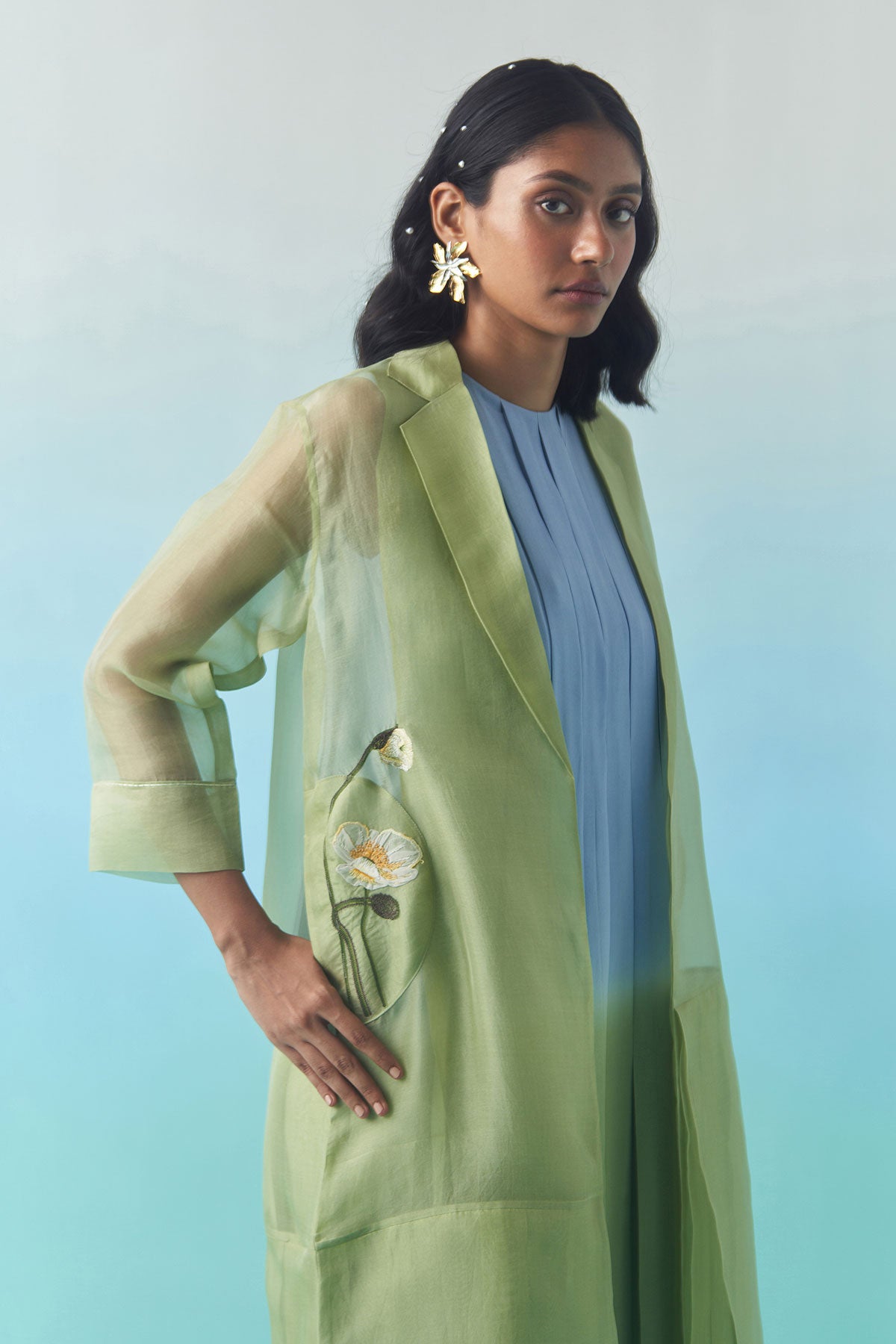 Blossom & Bud Panelled Overlay- Green