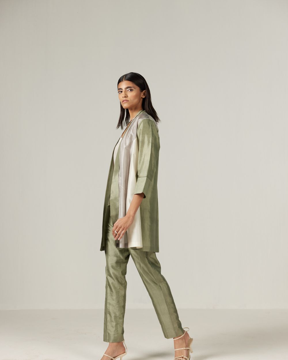 Olive Silk Trousers
