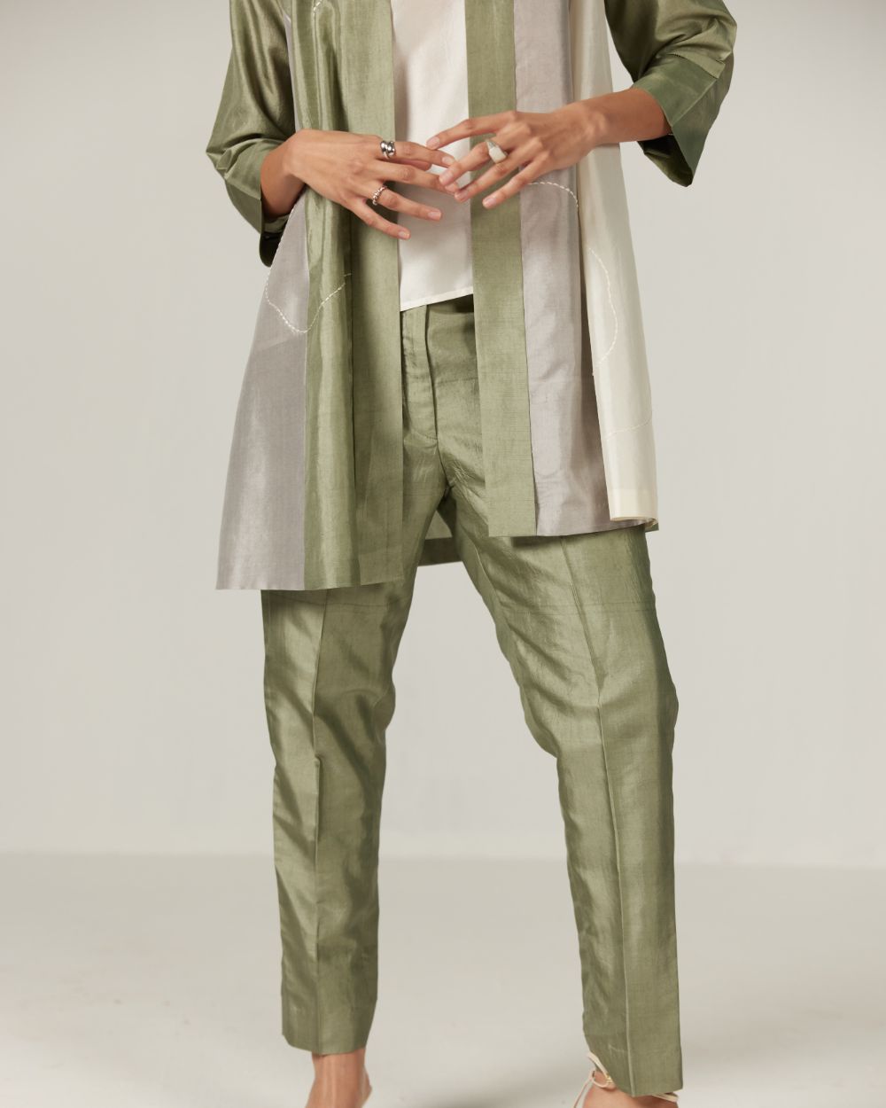 Olive Silk Trousers