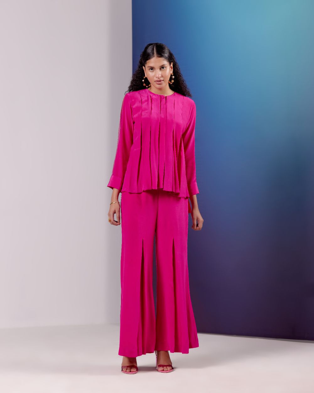 Box Pleat Top - Hot Pink