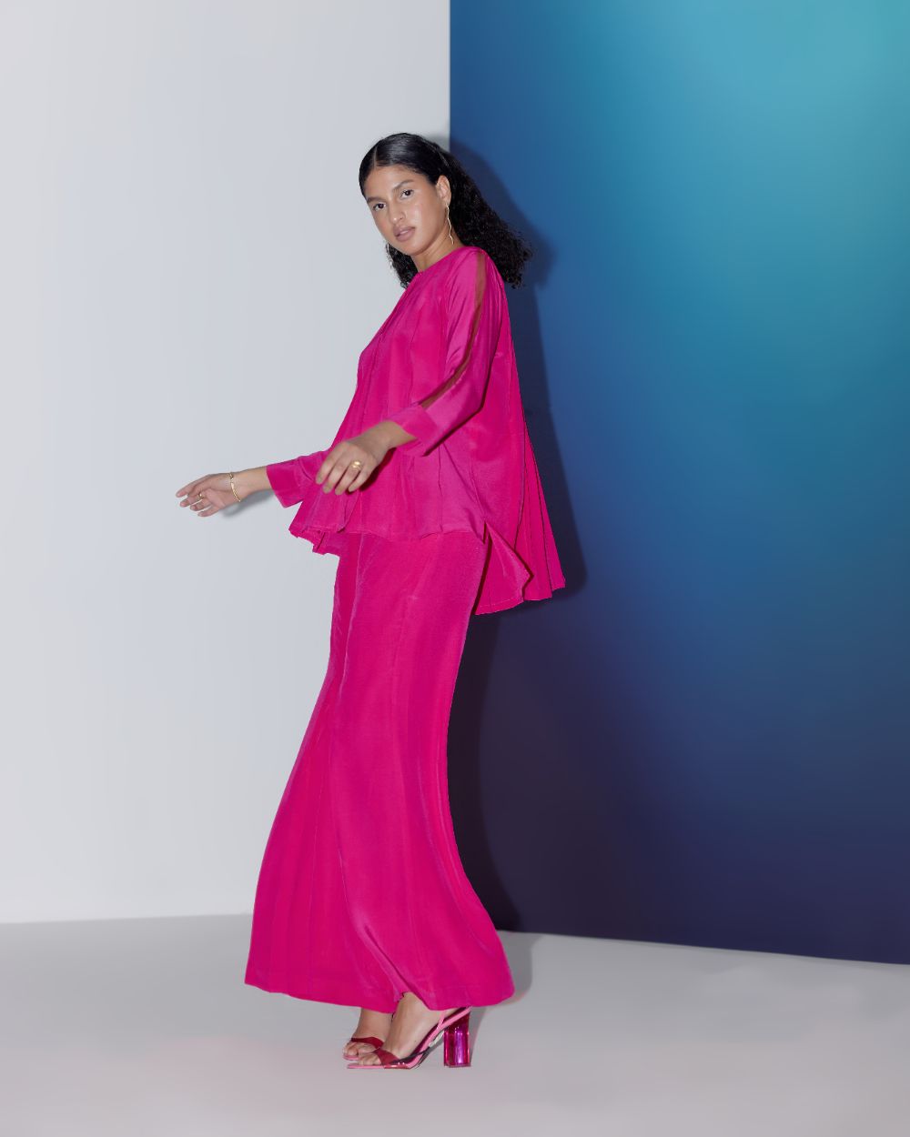 Box Pleat Top - Hot Pink