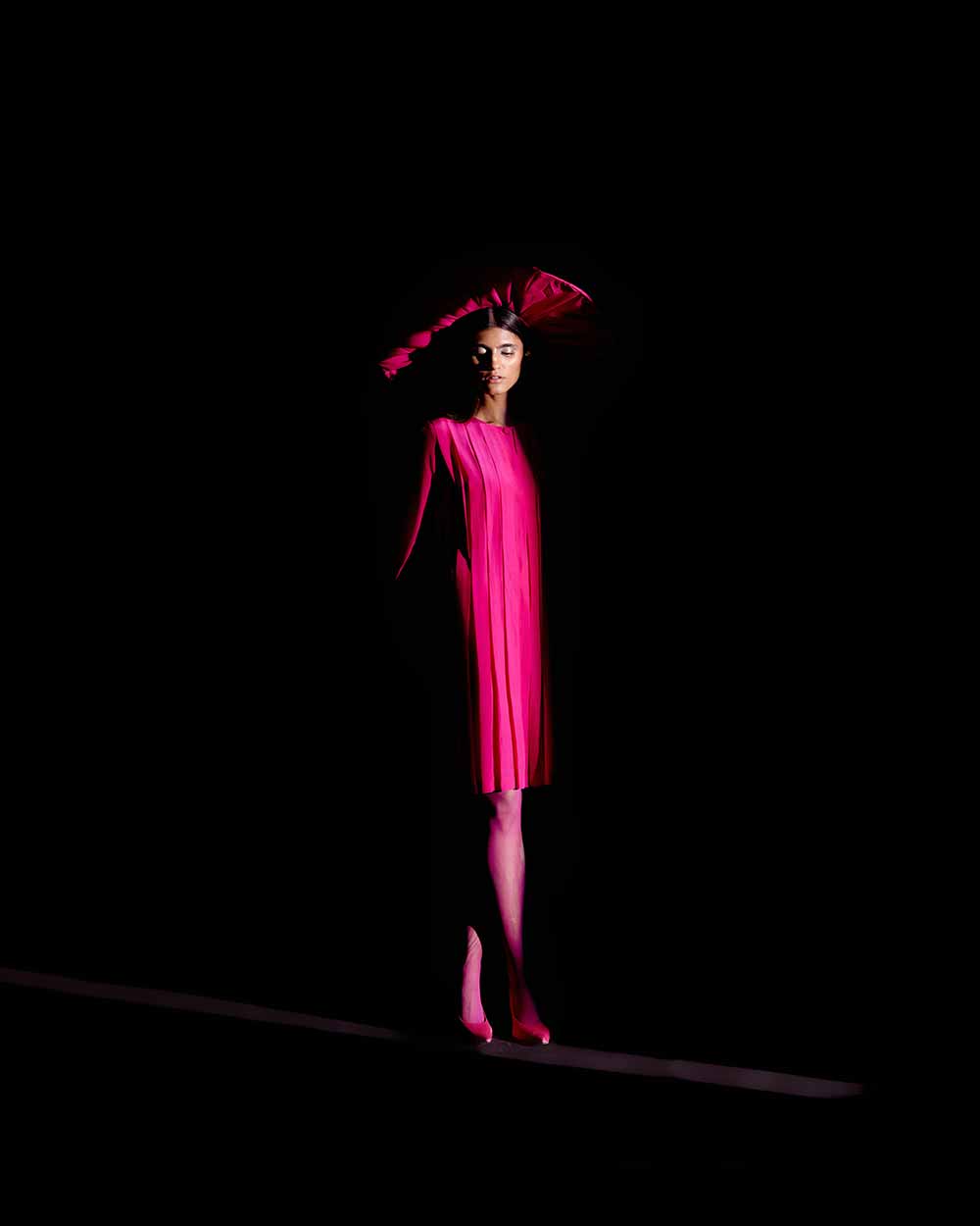Hot Pink Box Pleat Dress