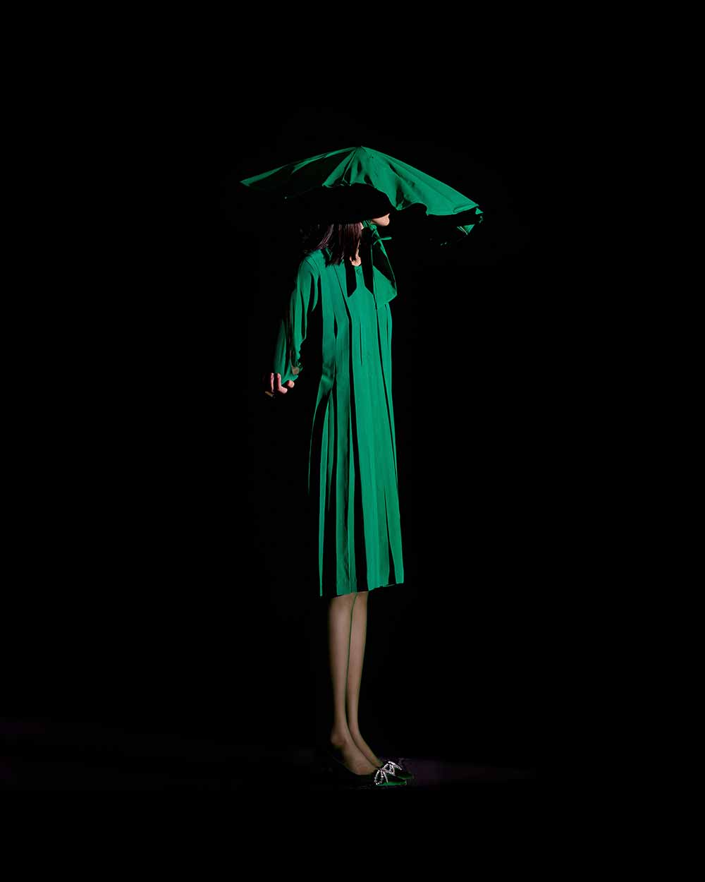 Emerald Green Box Pleat Dress