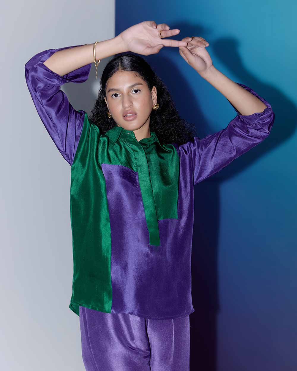 Dual Tone Shirt - Purple & Green