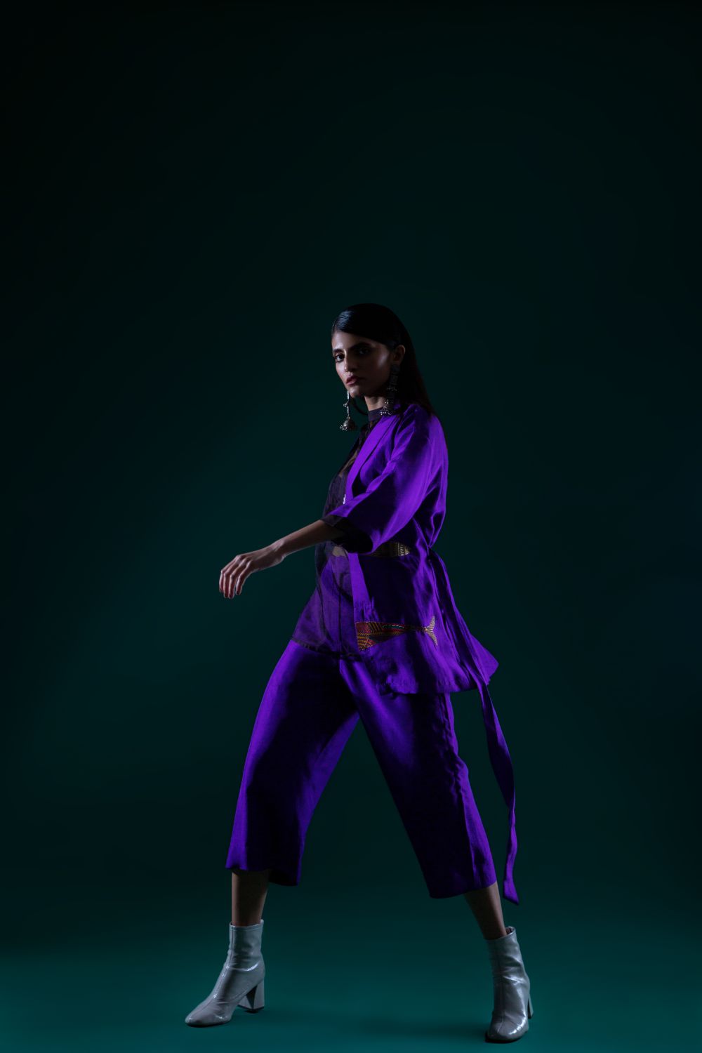 Embroidered Kimono And Culottes