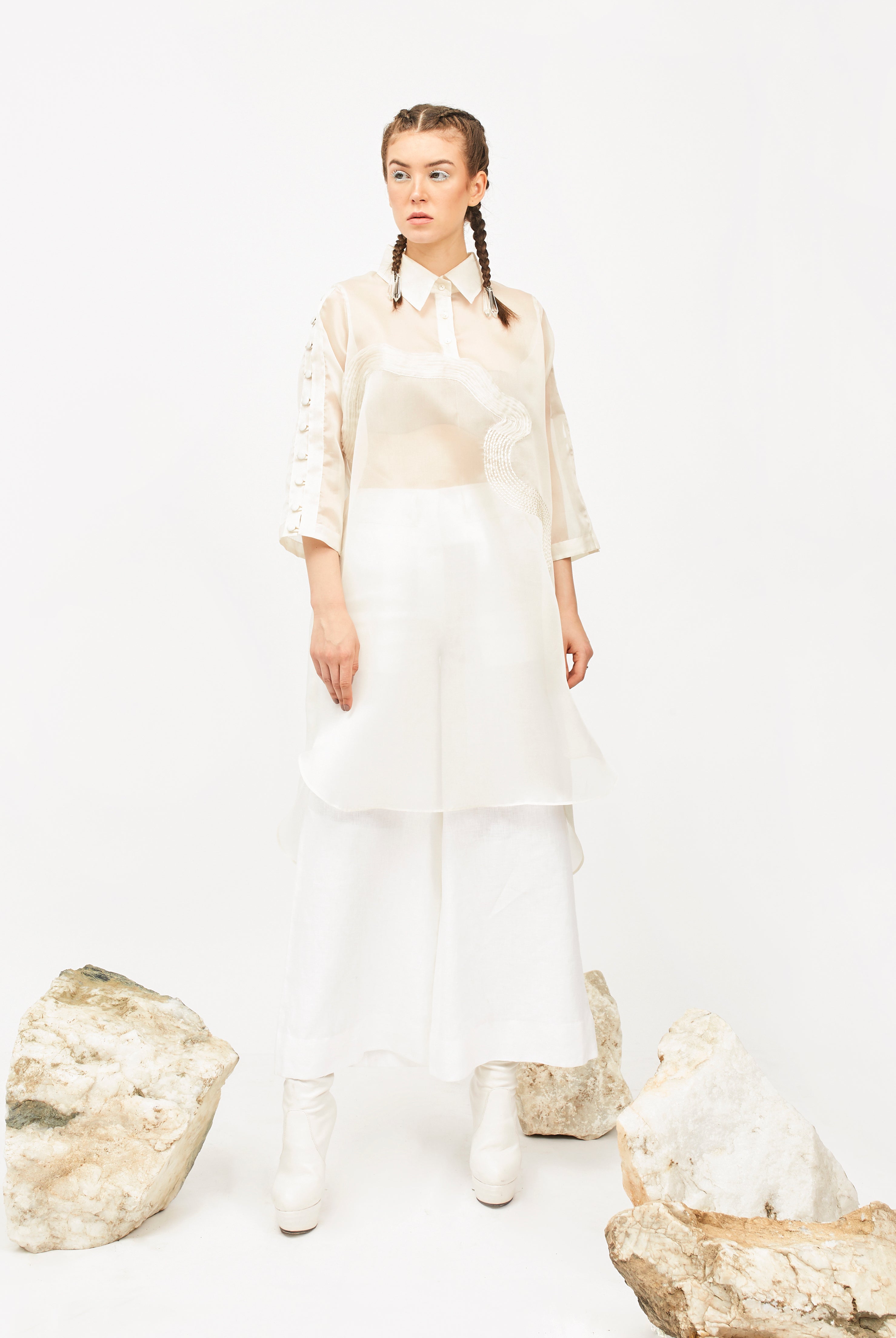 Sheer high-low tunic