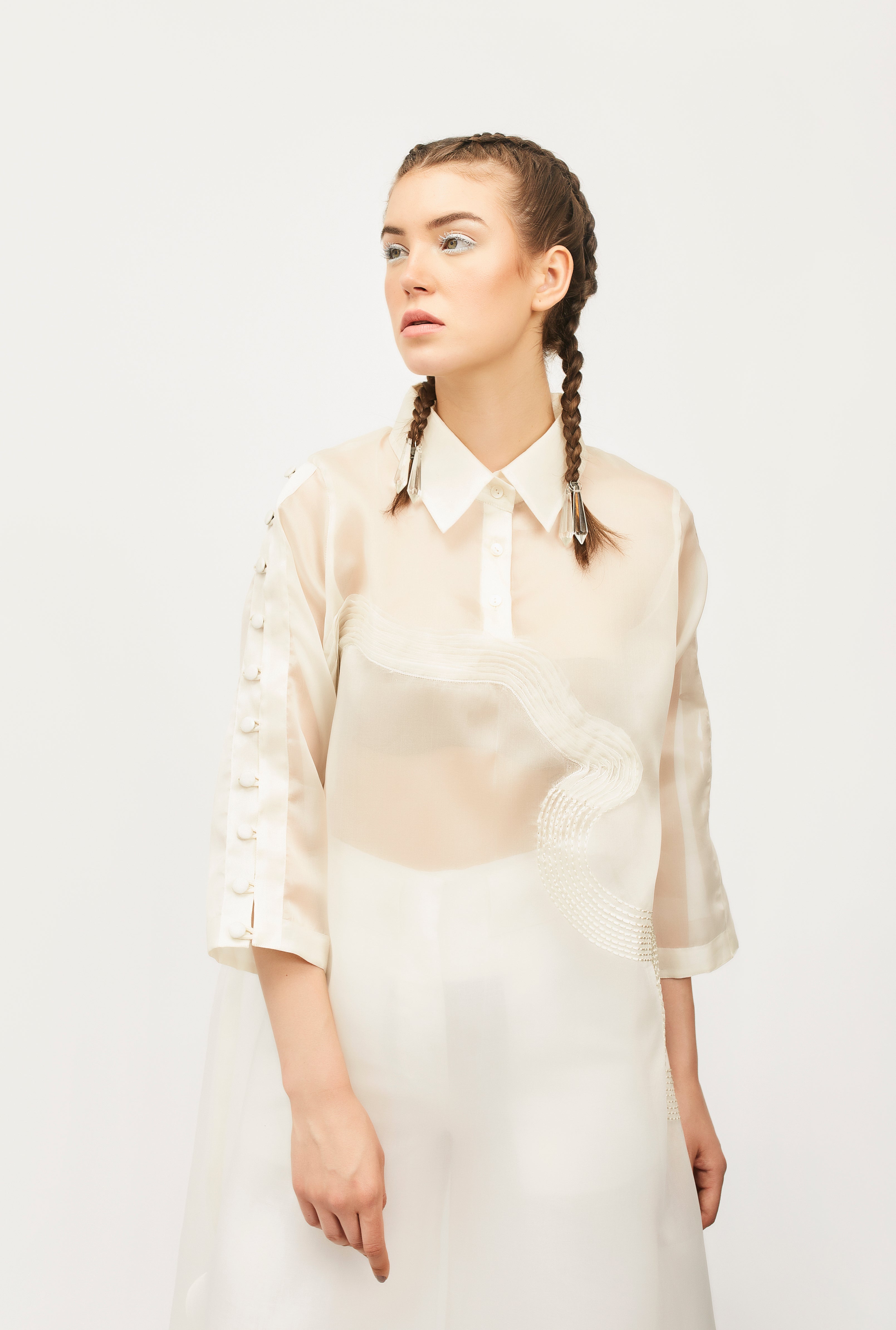 Sheer high-low tunic