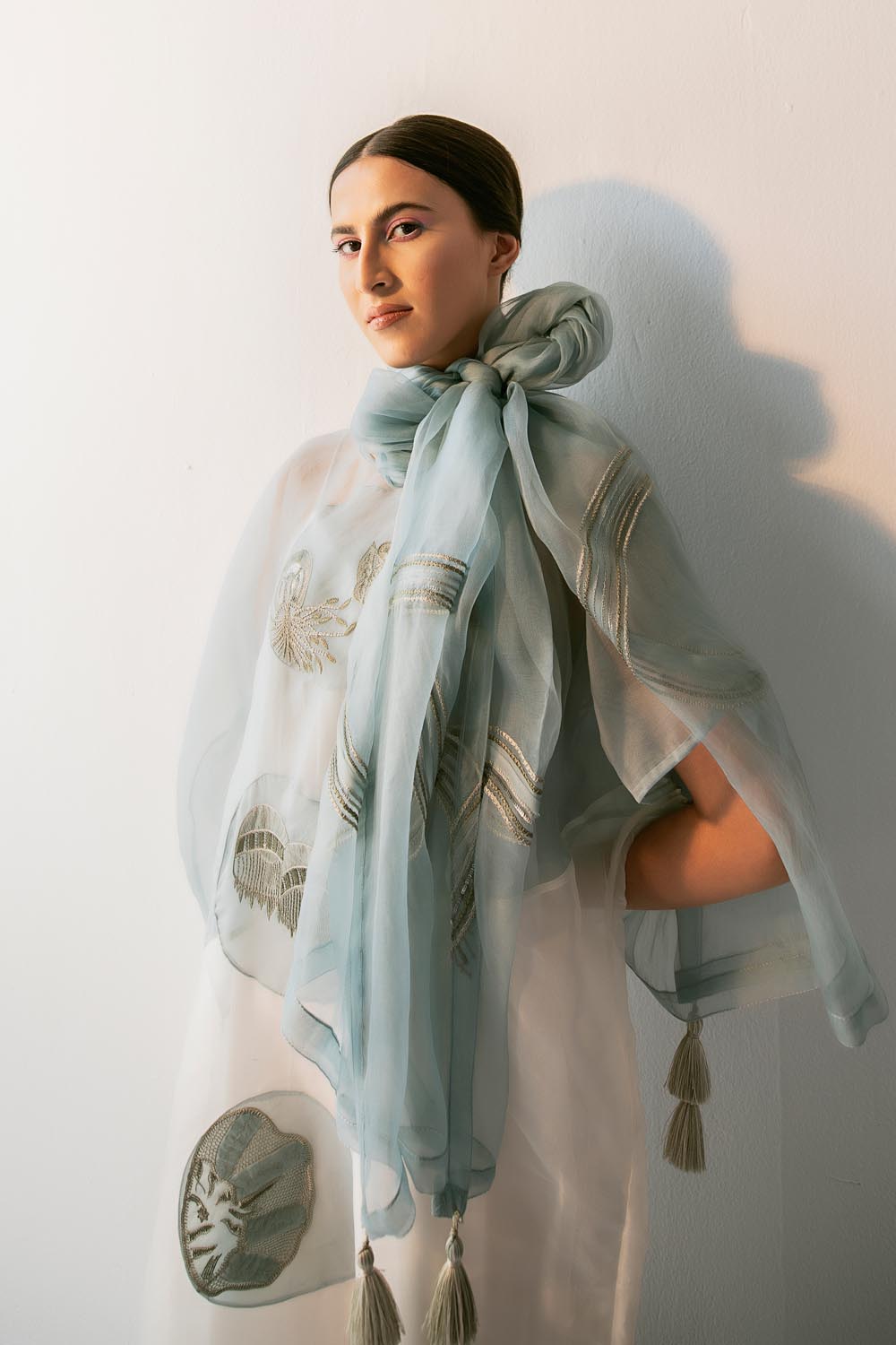 Smoke Grey Embellished Stole