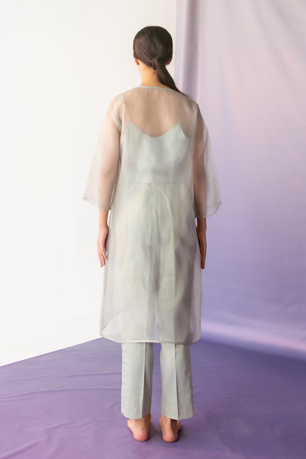 Marine Kurta Set- Smoke Green