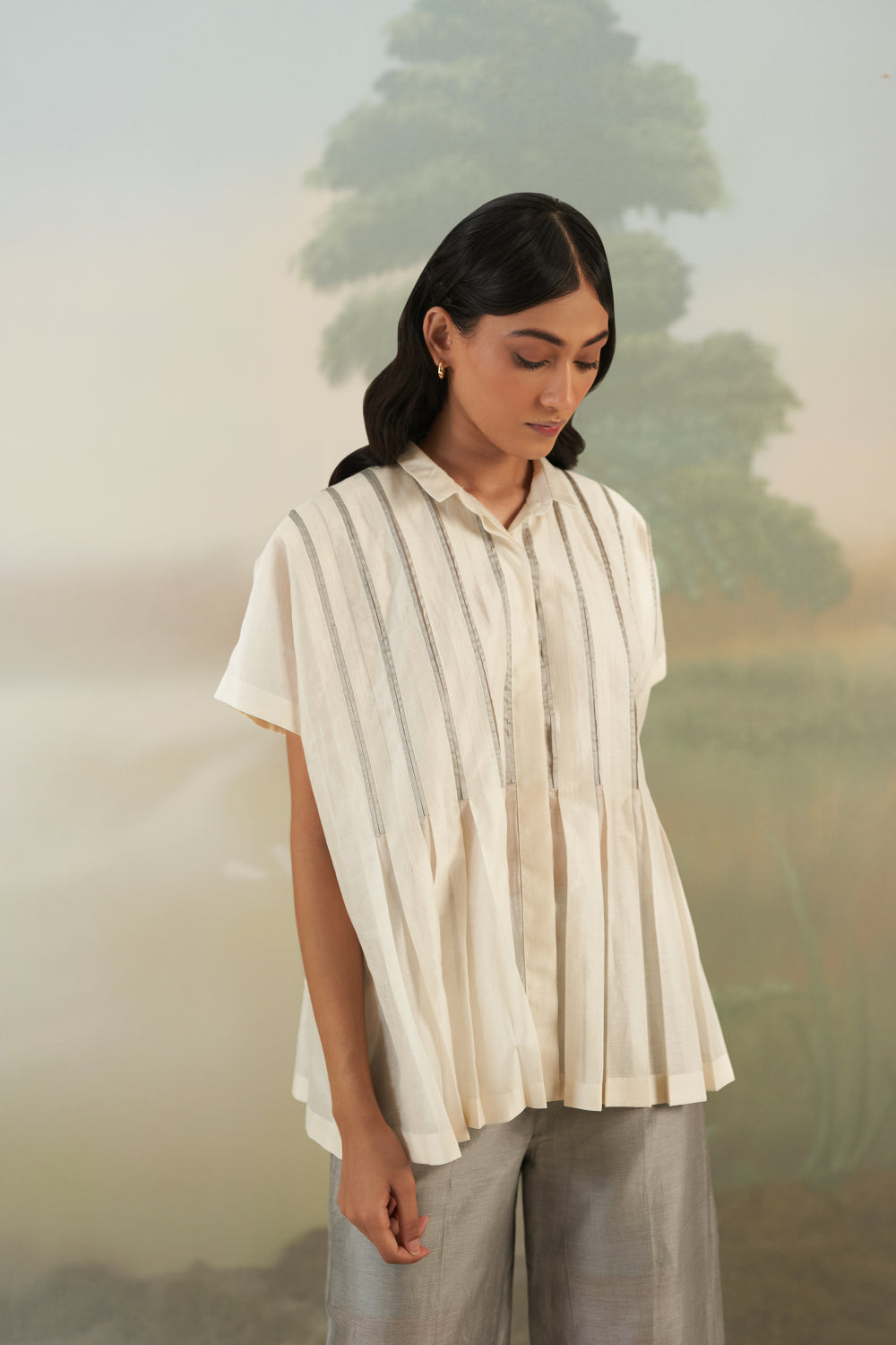 Ivory Box Pleated Top