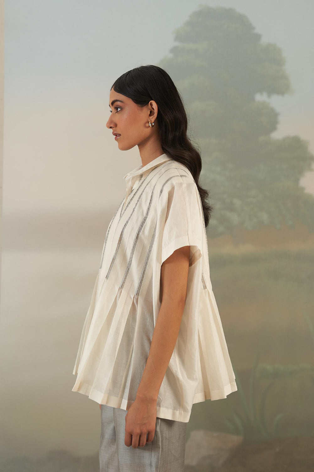 Ivory Box Pleated Top