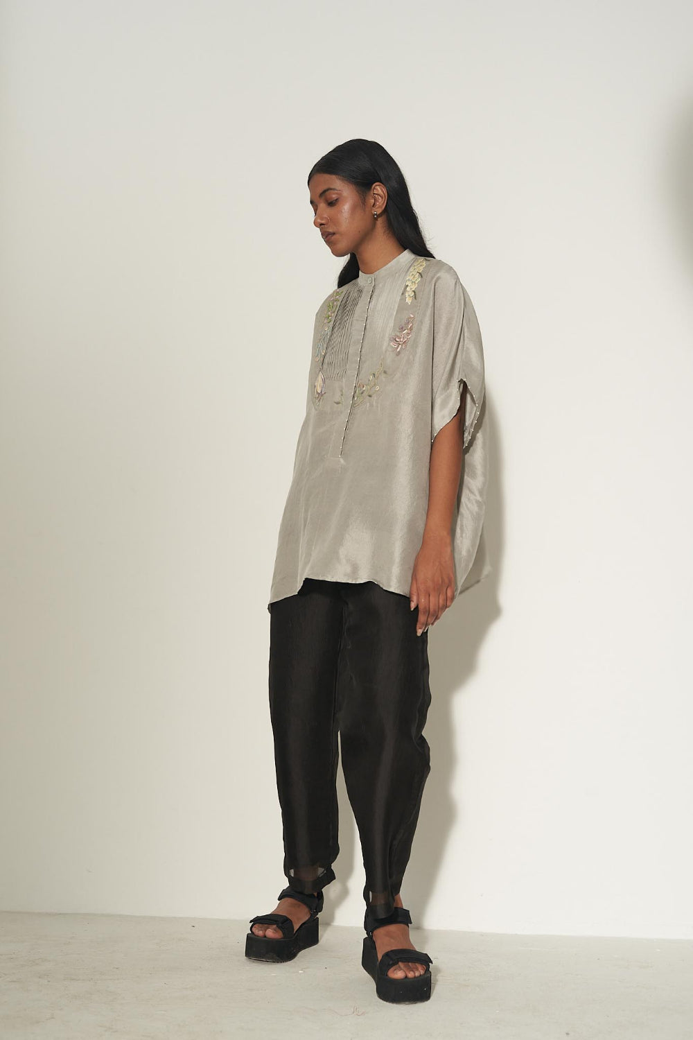 Garland Kaftan Top- Grey