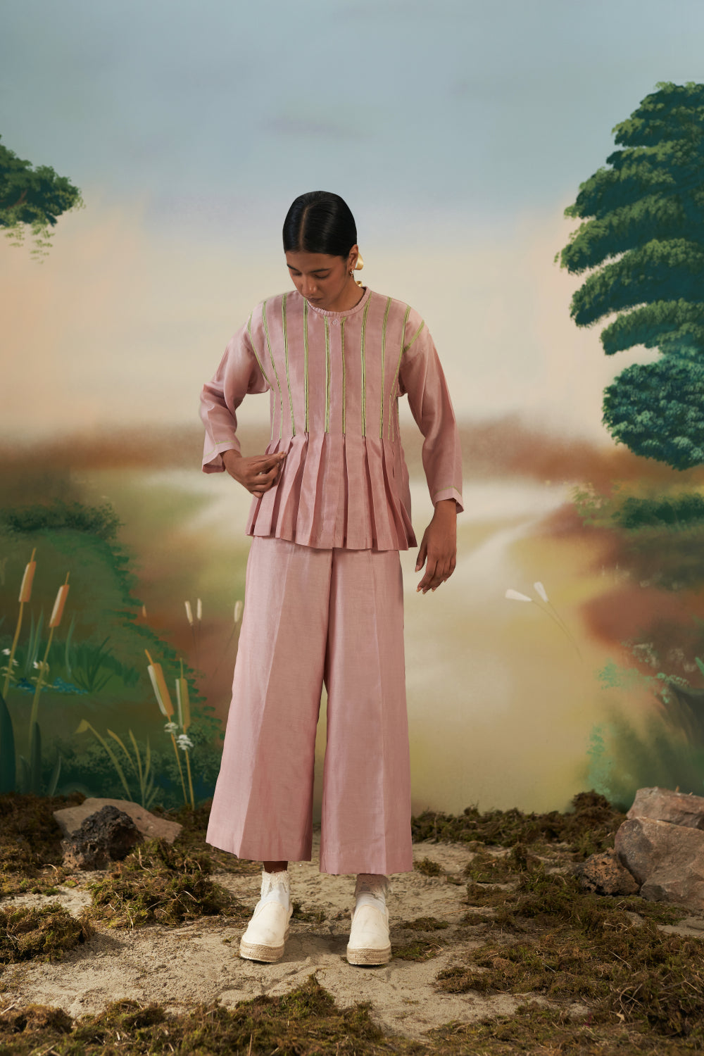 Dusk Pink Pleated Top