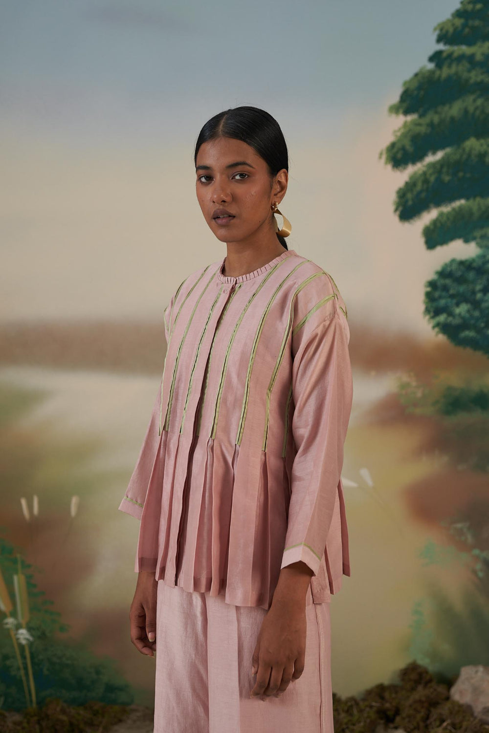 Dusk Pink Pleated Top