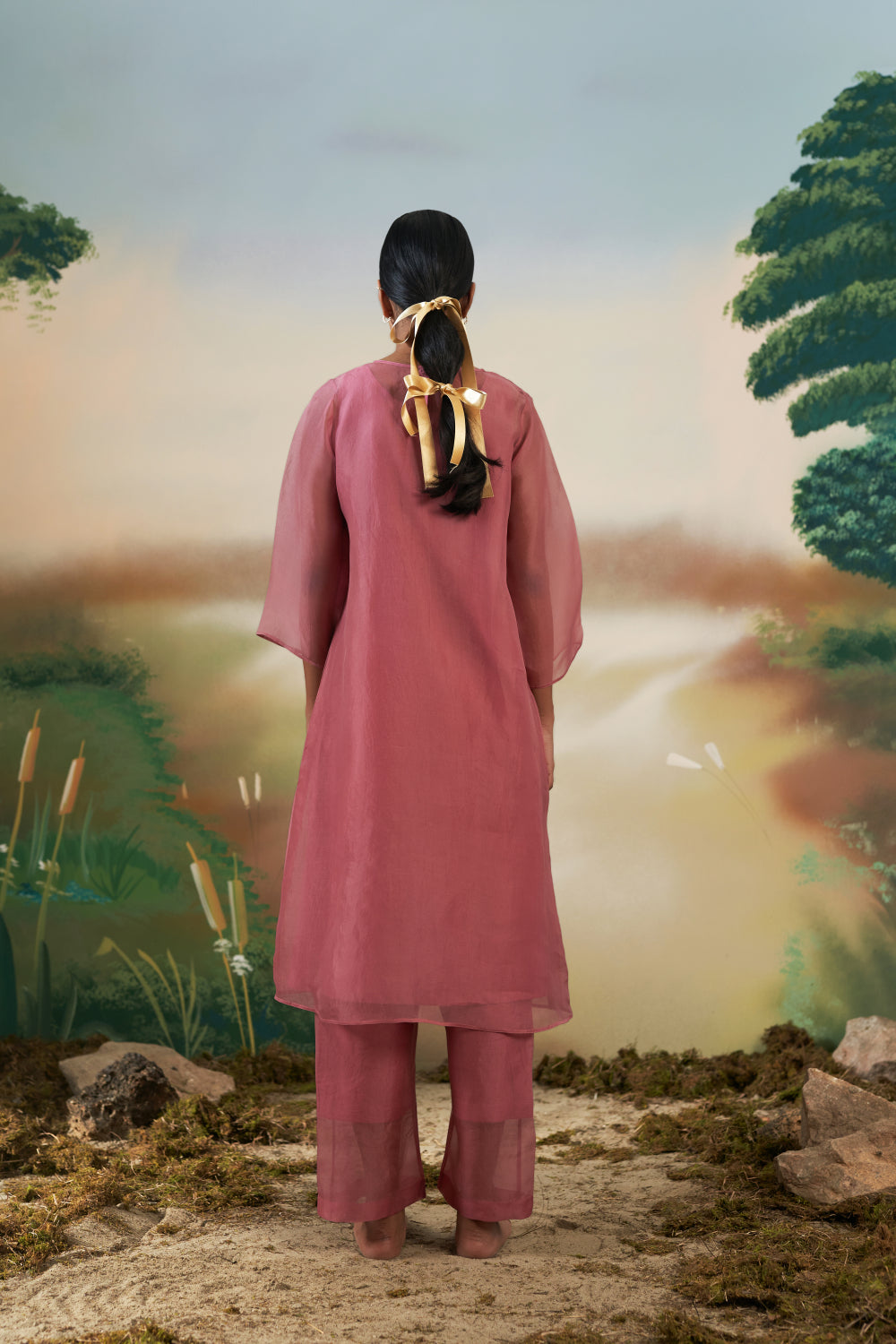 Tuberose Kurta Set - Mulberry