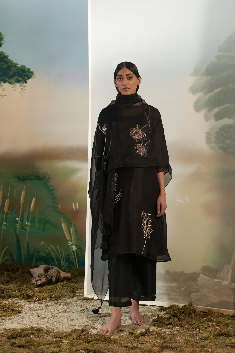 Tuberose Kurta Set -  Black