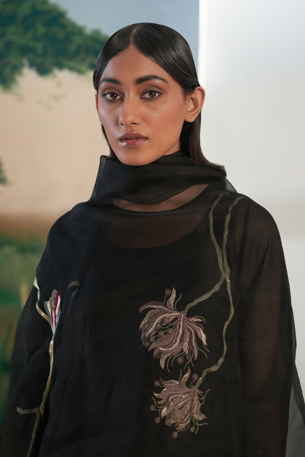 Tuberose Kurta Set -  Black